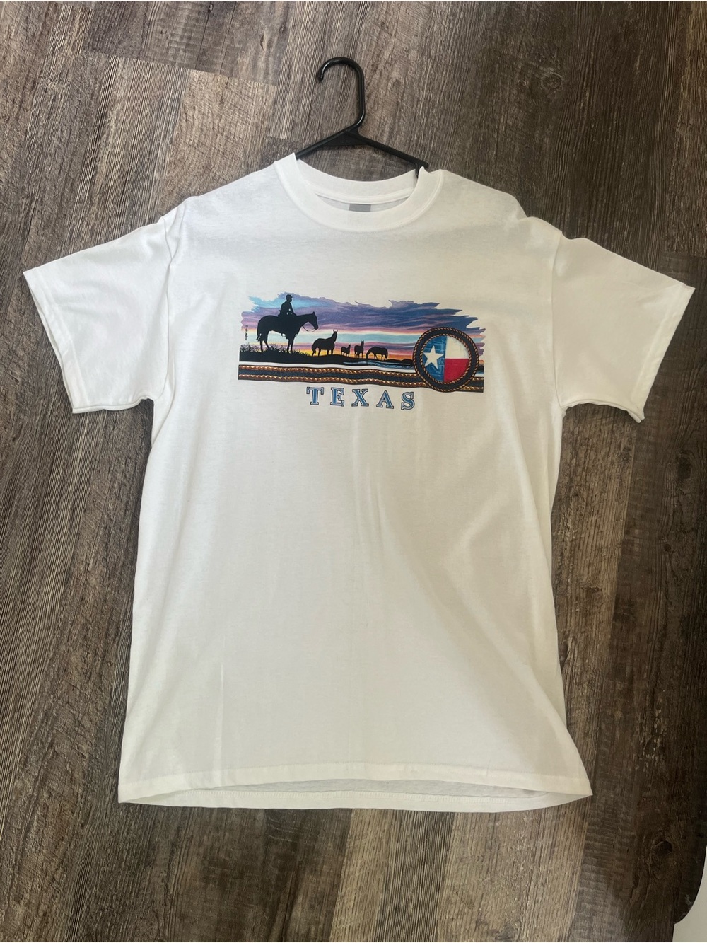 Gildan White Graphic Tee with Sunset Silhouette